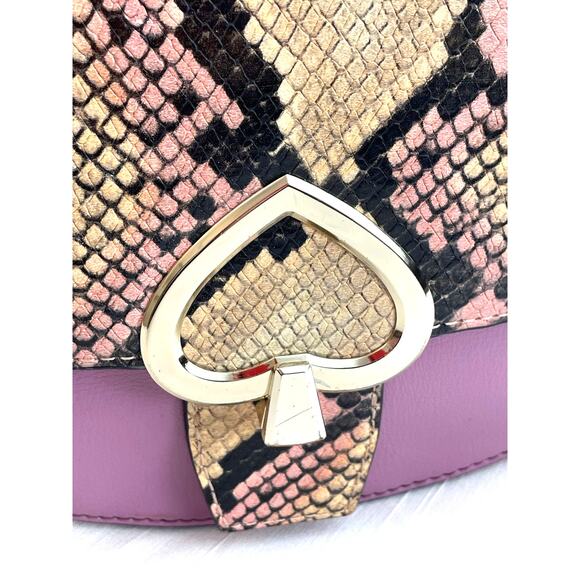 Kate Spade Robyn Exotic Leather Print Chain Saddle Bag Dust Bag EUC - Picture 5 of 14
